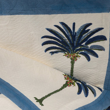 Palm Cotton Pique Bed Cover  w Matching Pillow Slips & Cushion Covers