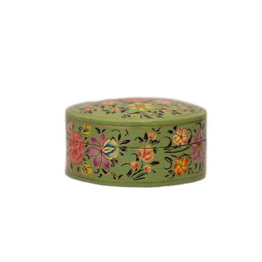 Hand Painted Papiér Mâché Lacquer Round Pin Box