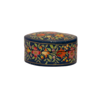 Hand Painted Papiér Mâché Lacquer Round Pin Box