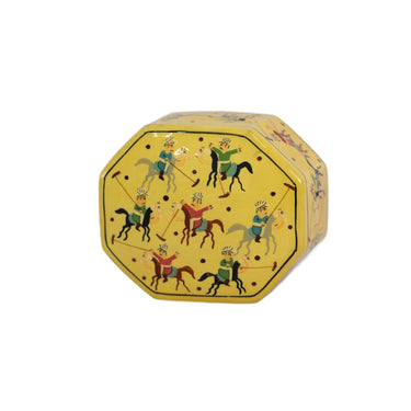 Hand Painted Papiér Mâché Lacquer Octagonal Pin Box