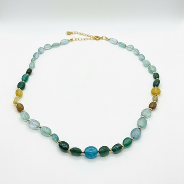 Apatite necklace with multicolored beads