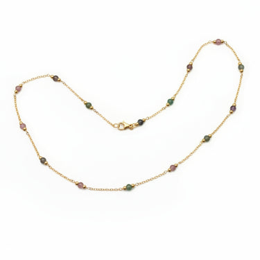 sterling silver gold plated Necklace with tourmaline beads 