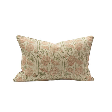 floral block printed linen cushion cover