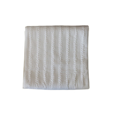 White Cotton Embossed Bedspread with Hand-Sewn Kantha Stitching Detail