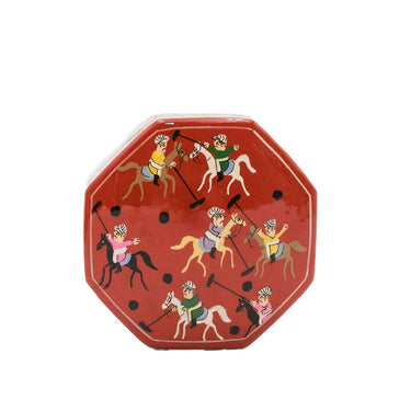 Hand Painted Papiér Mâché Lacquer Octagonal Pin Box