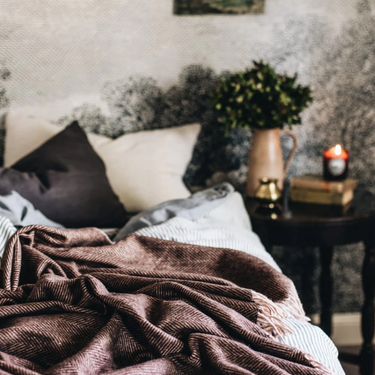 Herringbone recycled wool blanket