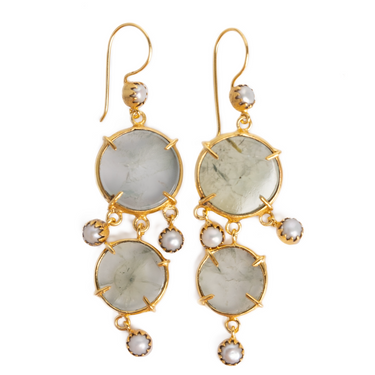 Shiva prehnite & seed pearl earrings