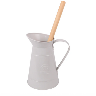 Metal & Beechwood Toilet Brush Set