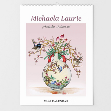 2026 calendar by Michaela Laurie with floral and bird design 