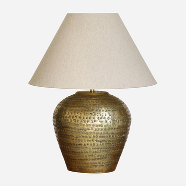 Ravello Etched Lamp Base in Antique Brass Finish (shade not included)
