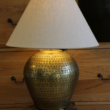 Ravello Etched Lamp Base in Antique Brass Finish (shade not included)