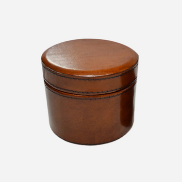 Tan Leather Round Watch/Trinket Box