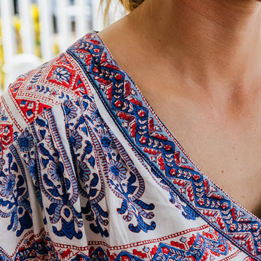 Anokhi Cap Sleeve Cotton Block Printed Dress