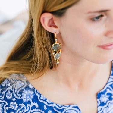 Shiva prehnite & seed pearl earrings