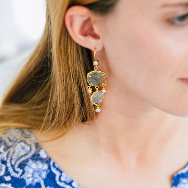 Shiva prehnite & seed pearl earrings