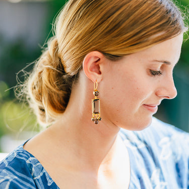 Shiva smoky quartz drop earrings