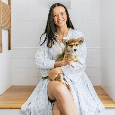 Blue & White Block Printed Cotton Kimono