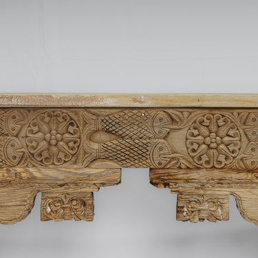 carved (fish) natural timber console table
