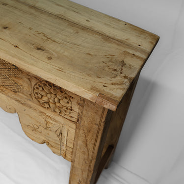 carved (fish) natural timber console table