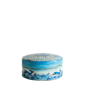 Hand Painted Papiér Mâché Lacquer Round Pin Box