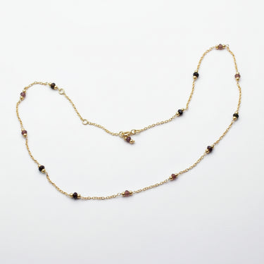 Gold necklace with tourmaline small beads 