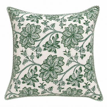 Green Floral Hand Block Printed Cotton Cushion Covers