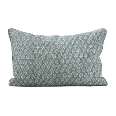 Gray patterned pillow on a white background