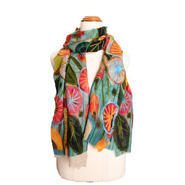 Screen Printed & Embroidered Australian Merino Wool Wrap