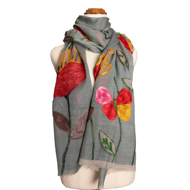 Screen Printed & Embroidered Australian Merino Wool Wrap