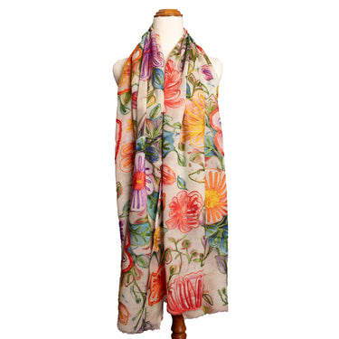 Screen Printed & Embroidered Australian Merino Wool Wrap