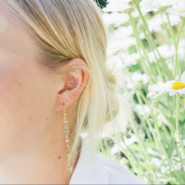 gold plated sterling silver drop semi precious stone moonstone green amethyst earrings 
