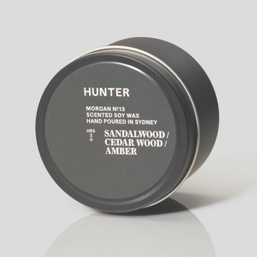 metal tin of Hunter Morgan No.13 Scented Soy Wax Traveller

