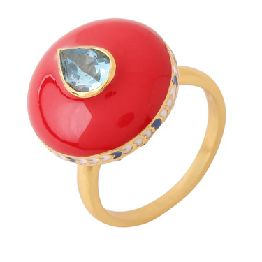 Parakeet ring - crimson & soft pink