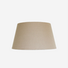 tapered drum lampshade in a textured beige fabric