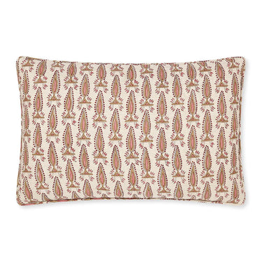 Pink patterned pillow on a white background