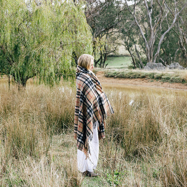 Recycled wool tartan blanket