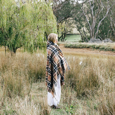 Recycled wool tartan blanket