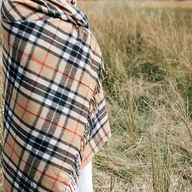 Recycled wool tartan blanket