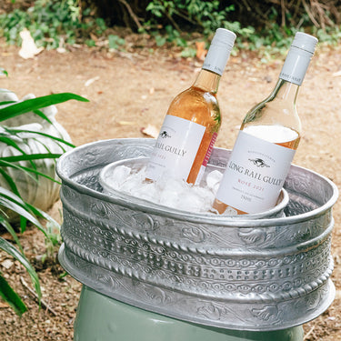 Oval embossed aluminium planter/chiller