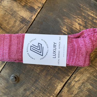 ribbed silk merino alpaca sock pink