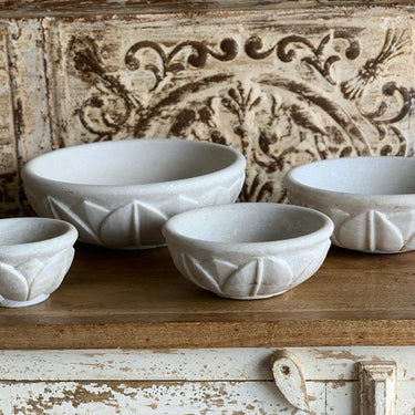 carved marble exterior petal bowl