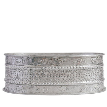 Oval embossed aluminium planter/chiller