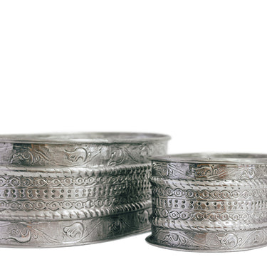 Oval embossed aluminium planter/chiller