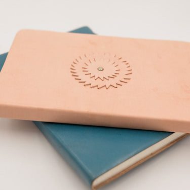 leather journal with flower
