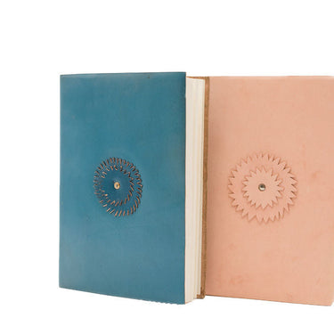 leather journal with flower