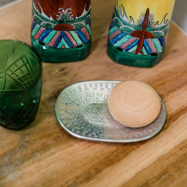 hammered metal soap dish