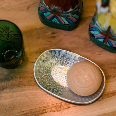 hammered metal soap dish