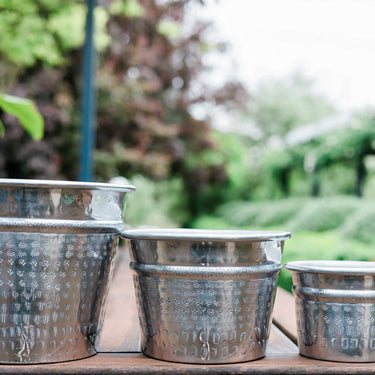Hammered & embossed pot or wine bucket
