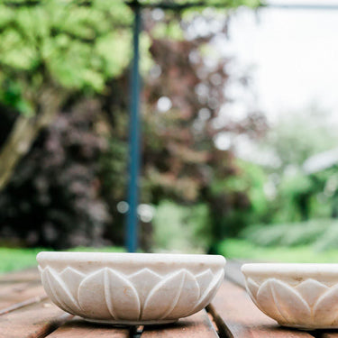 carved marble exterior petal bowl