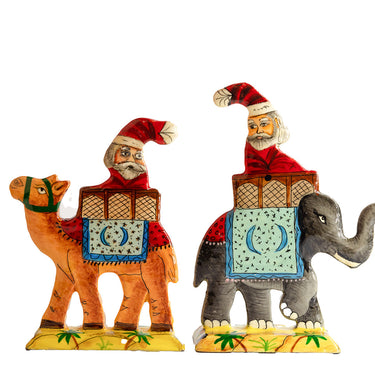 hand-painted papier mâché standing Christmas decorations